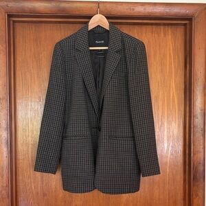 Madewell Charcoal and Navy Plaid Blazer